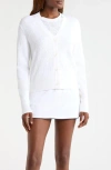 G/fore Pointelle Knit Button Front Cardigan In White