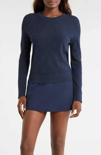 G/fore Pointelle Knit Crewneck Golf Sweater In Purple