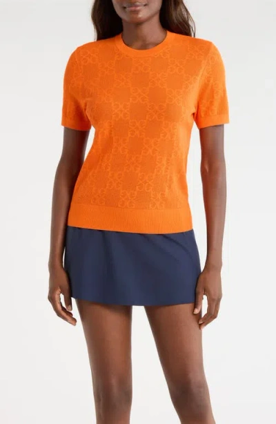 G/fore Pointelle Short Sleeve Sweater In Orange