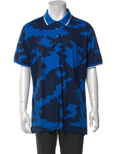 Pre-owned G/fore Printed Collar Polo Shirt In Blue