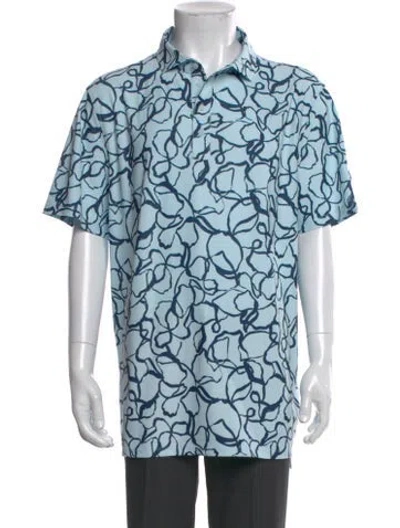 Pre-owned G/fore Printed Collar Polo Shirt In Blue