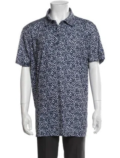 Pre-owned G/fore Printed Collar Polo Shirt In Blue