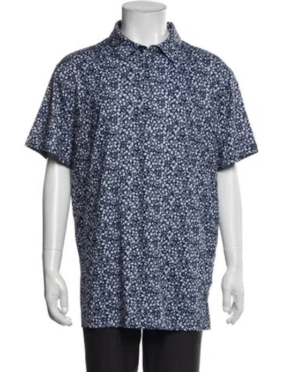 Pre-owned G/fore Printed Collar Polo Shirt In Blue