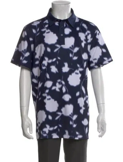 Pre-owned G/fore Printed Collar Polo Shirt In Blue