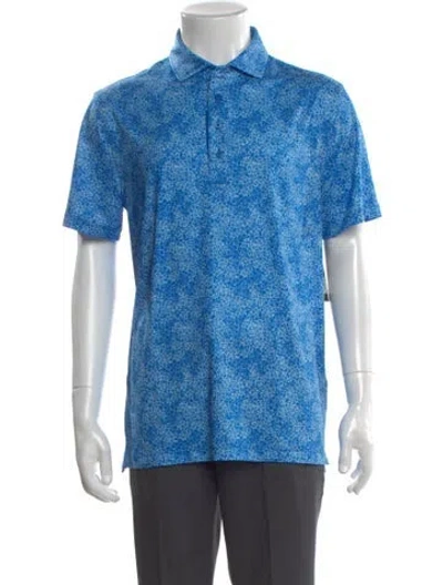 Pre-owned G/fore Printed Collar Polo Shirt W/ Tags In Blue