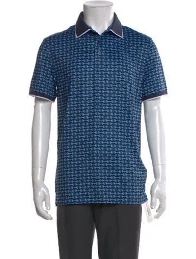 Pre-owned G/fore Printed Crew Neck Polo Shirt In Blue