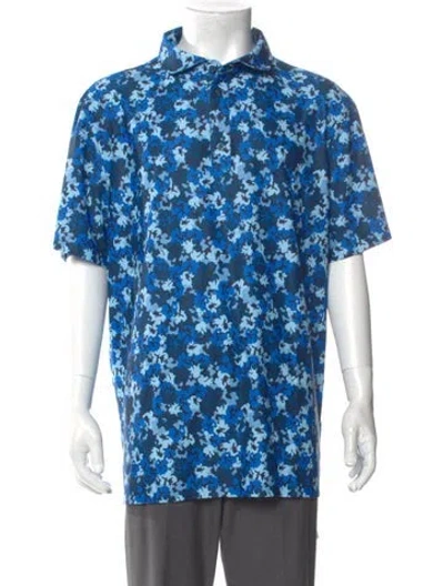 Pre-owned G/fore Printed Crew Neck Polo Shirt In Blue