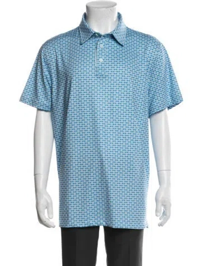 Pre-owned G/fore Printed Crew Neck Polo Shirt In Blue