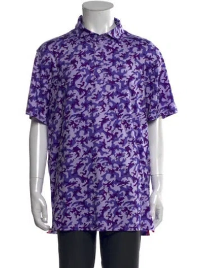 Pre-owned G/fore Printed Crew Neck Polo Shirt In Purple