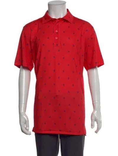 Pre-owned G/fore Printed Crew Neck Polo Shirt In Red