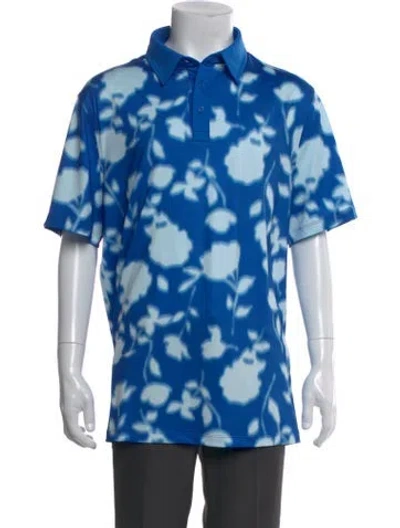 Pre-owned G/fore Printed V-neck Polo Shirt W/ Tags In Blue