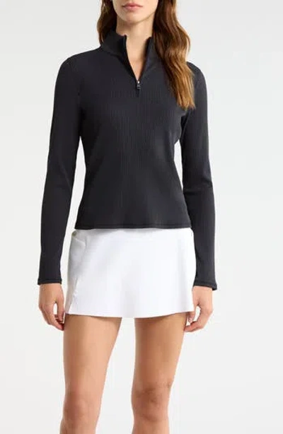 G/fore Rib Knit Quarter Zip Golf Top In Onyx