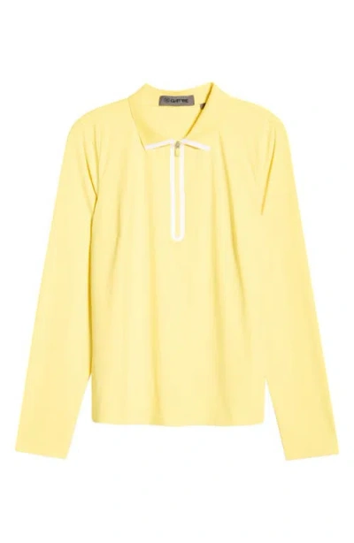 G/fore Silky Tech Nylon Long Sleeve Golf Polo In Yellow