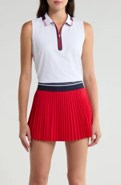 G/fore Sleeveless Quarter Zip Polo In Snow/lava