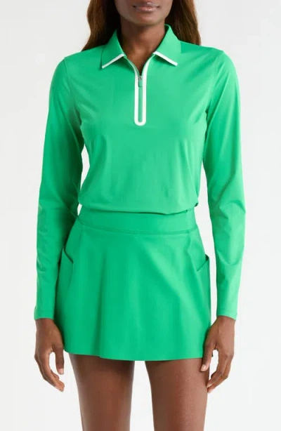 G/fore Stretch Jersey Quarter Zip Polo In Green