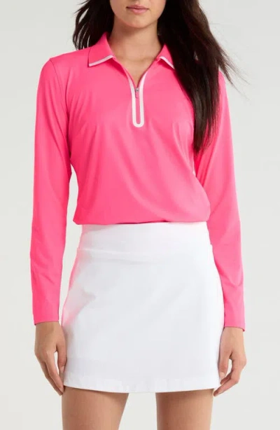 G/fore Stretch Jersey Quarter Zip Polo In Pink