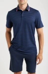G/fore Stripe Mesh Golf Polo In Blue
