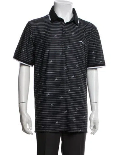 Pre-owned G/fore Striped Collar Polo Shirt In Black