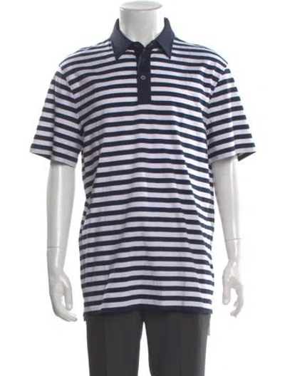 Pre-owned G/fore Striped Collar Polo Shirt In Blue