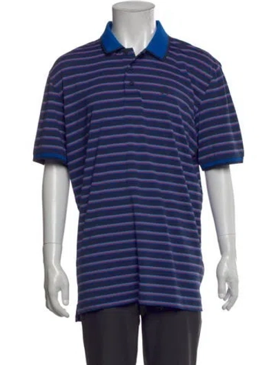 Pre-owned G/fore Striped Collar Polo Shirt In Blue