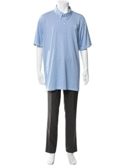 Pre-owned G/fore Striped Collar Polo Shirt In Blue