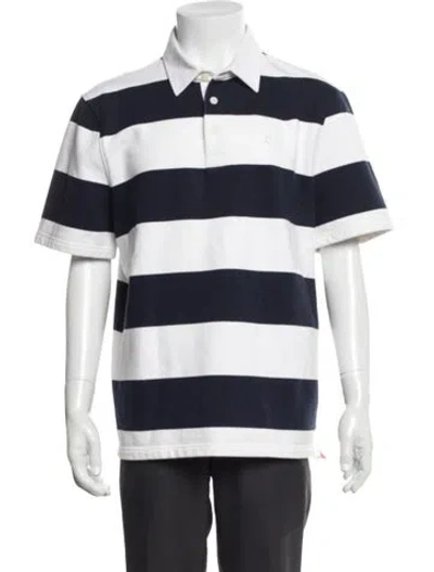Pre-owned G/fore Striped Collar Polo Shirt In Blue