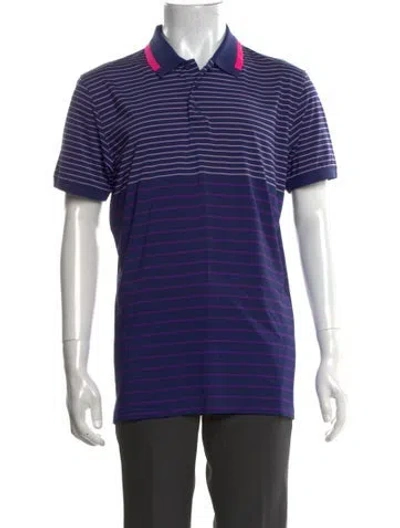 Pre-owned G/fore Striped Collar Polo Shirt In Blue