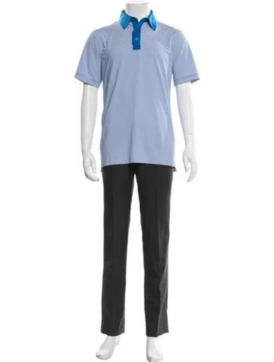 Pre-owned G/fore Striped Collar Polo Shirt In Blue