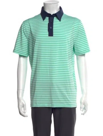 Pre-owned G/fore Striped Collar Polo Shirt In Green