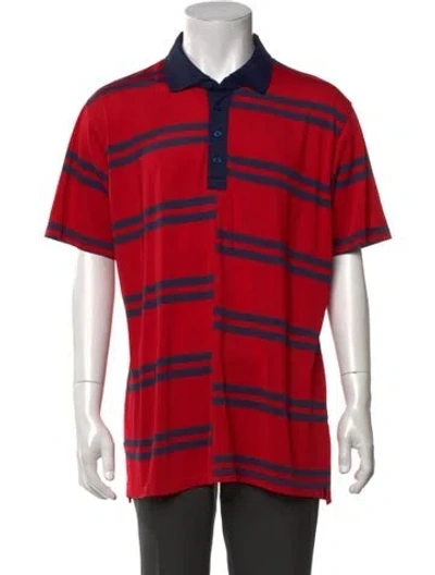 Pre-owned G/fore Striped Collar Polo Shirt In Red