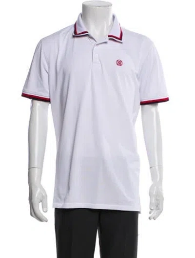 Pre-owned G/fore Striped Collar Polo Shirt In White