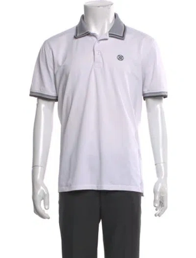 Pre-owned G/fore Striped Collar Polo Shirt In White