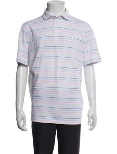 Pre-owned G/fore Striped Collar Polo Shirt In White