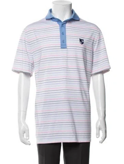 Pre-owned G/fore Striped Collar Polo Shirt In White