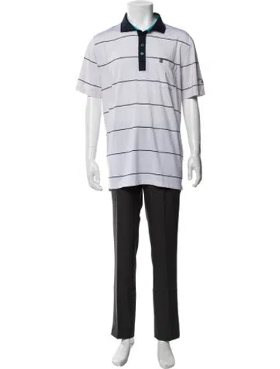 Pre-owned G/fore Striped Collar Polo Shirt In White