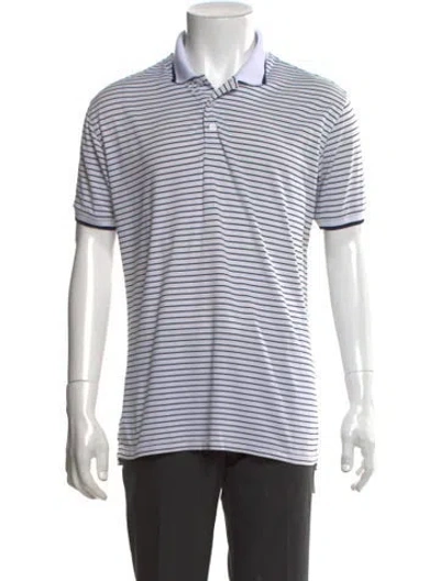 Pre-owned G/fore Striped Collar Polo Shirt In White