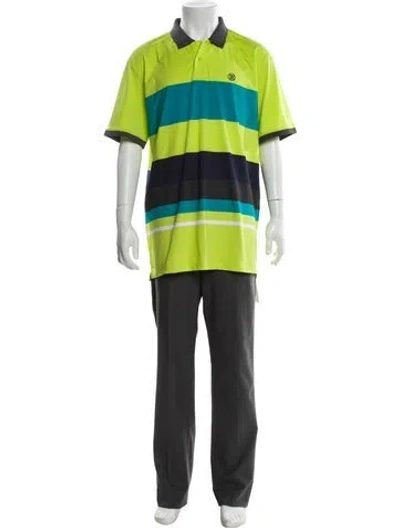Pre-owned G/fore Striped Crew Neck Polo Shirt In Green