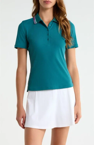 G/fore Tech Nylon Rib Polo In Marine Teal