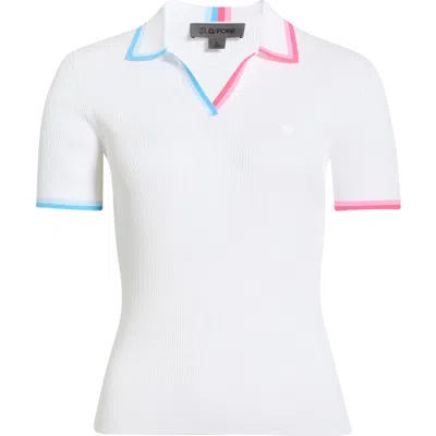 G/fore Tipped Rib Cotton Blend Polo In White