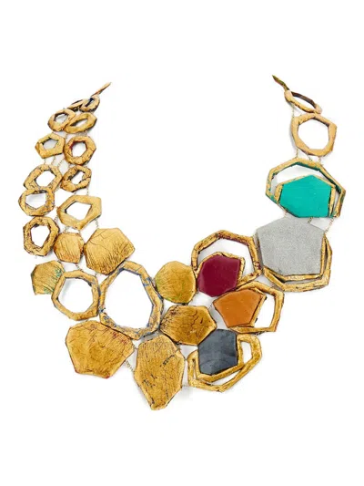 Gfw Handmade Geometrical-shapes Necklace In Gold