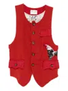 Gg In Red Wool Vest In Red