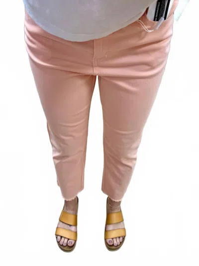 Gg Jeans Crop Fringe Jeans In Melon In Pink
