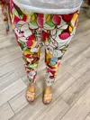 Gg Jeans Print Stretch Pant In Geranium Pink In Multi