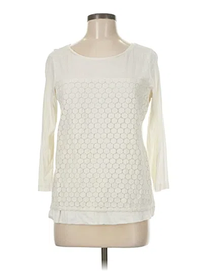 Pre-owned G.h. Bass & Co. 3/4 Sleeve Top Ivory Boatneck Tops In White