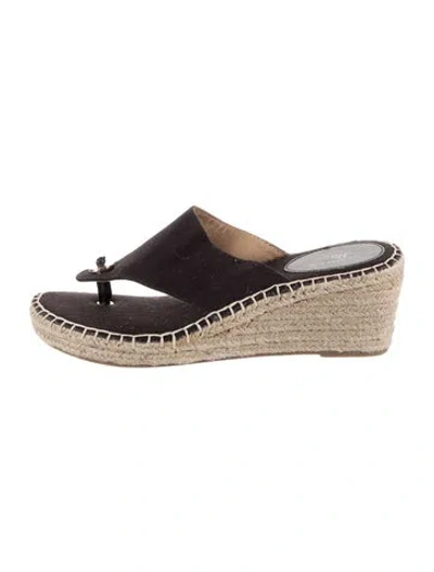 Pre-owned G.h. Bass & Co. Canvas Whipstitch Trim Espadrilles In Black