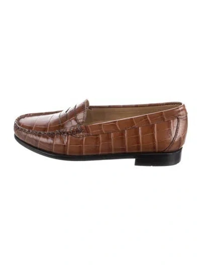 Pre-owned G.h. Bass & Co. Leather Animal Print Loafers In Brown
