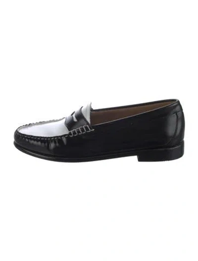 Pre-owned G.h. Bass & Co. Leather Colorblock Pattern Loafers In Black