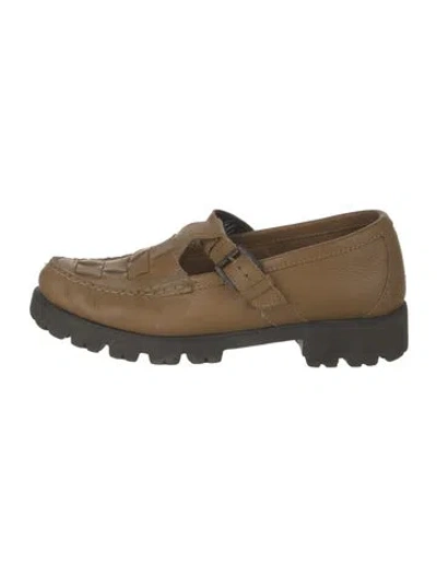 Pre-owned G.h. Bass & Co. Leather Mary Jane Flats In Green