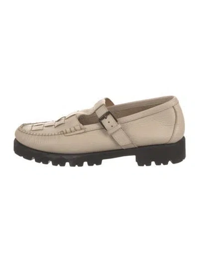 Pre-owned G.h. Bass & Co. Leather Mary Jane Flats In Neutrals
