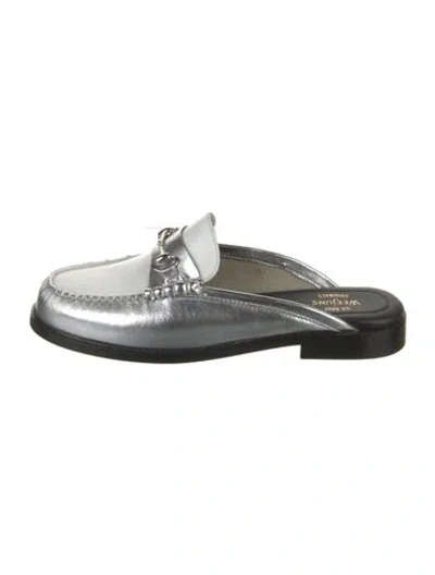 Pre-owned G.h. Bass & Co. Leather Mules In Metallic/silver